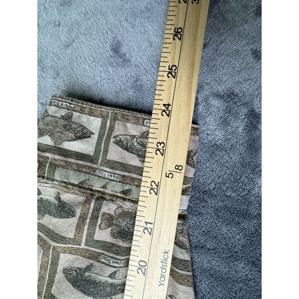Woolrich Men's Shirt L Khaki Fish Print Long Sleeve‎ Button Up Outdoors 6380 - Picture 7 of 11